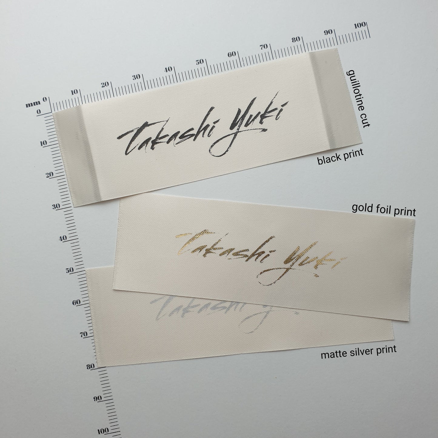~CREAM SATIN - STANDARD PRINT - FABRIC LABELS
