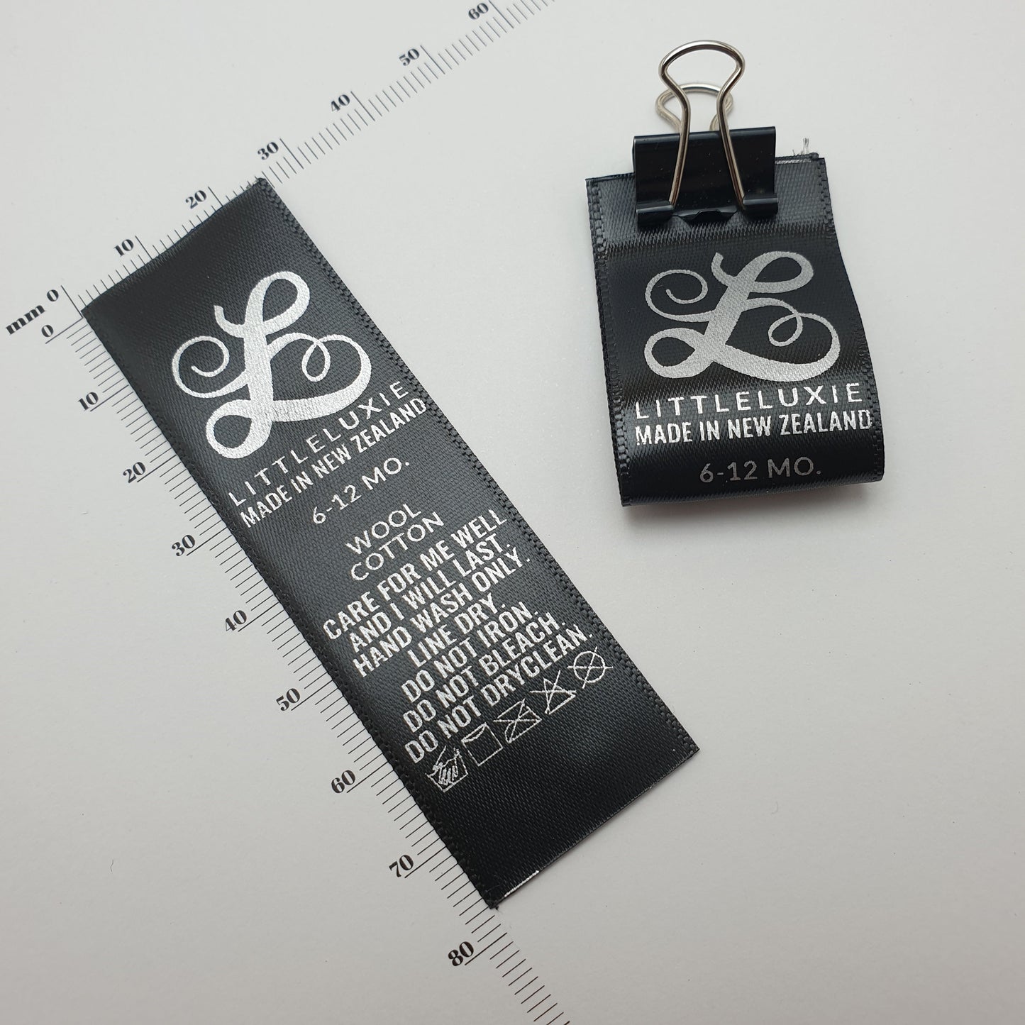 ~BLACK SATIN - STANDARD PRINT - FABRIC LABELS