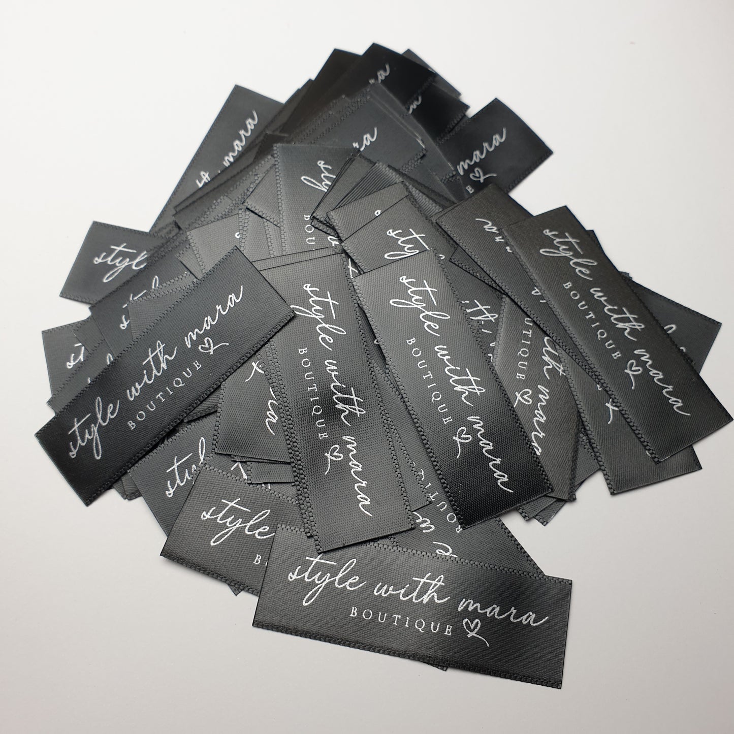 ~BLACK SATIN - STANDARD PRINT - FABRIC LABELS