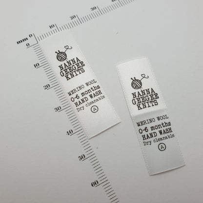 #02WS - WHITE SATIN LABELS WITH LOGO &/OR INFO