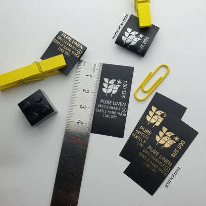 #01BPT - BLACK NON FRAY TAPE LABELS WITH LOGO &/OR INFO