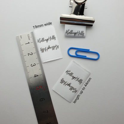 #05WS - WHITE SATIN LOGO PIP LABELS