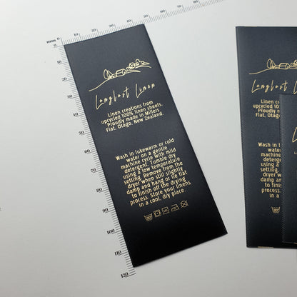 #02BS - BLACK SATIN LABELS WITH LOGO &/OR INFO