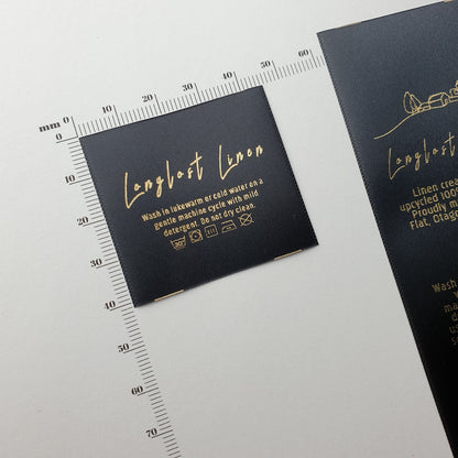 #02BS - BLACK SATIN LABELS WITH LOGO &/OR INFO