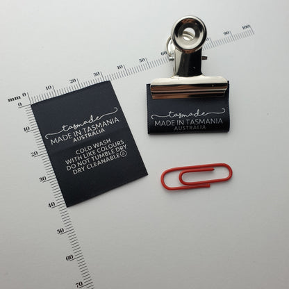 #02BS - BLACK SATIN LABELS WITH LOGO &/OR INFO