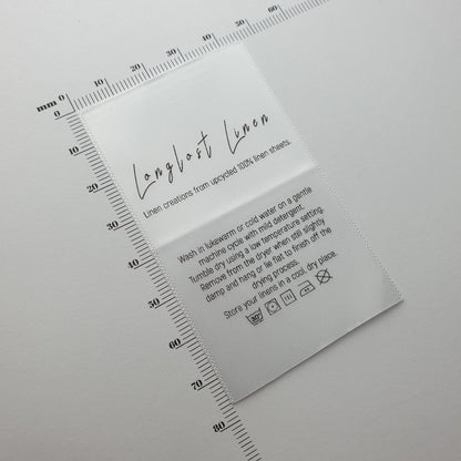 #02WS - WHITE SATIN LABELS WITH LOGO &/OR INFO