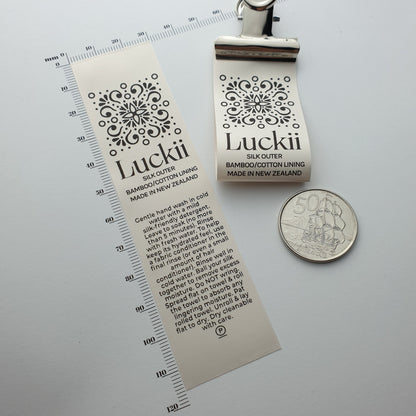 #02CS - CREAM SATIN LABELS WITH LOGO &/OR INFO