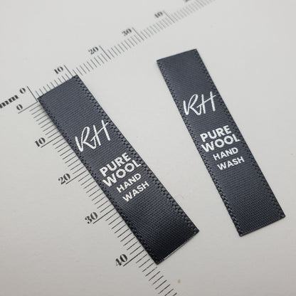 #02BS - BLACK SATIN LABELS WITH LOGO &/OR INFO