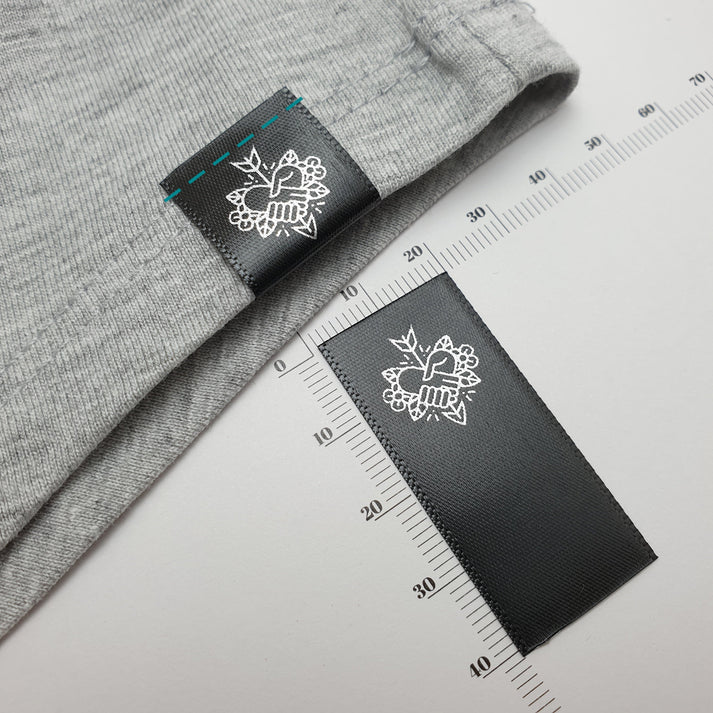 Black Satin / 19mm / SHORT LABELS - up to 44mm length per label (22mm FOLDED HEIGHT)