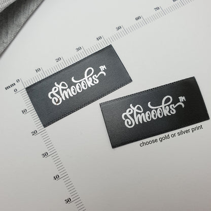 #13BS - BLACK SATIN STRAIGHT CUT SEW-ON-FLAT LABELS