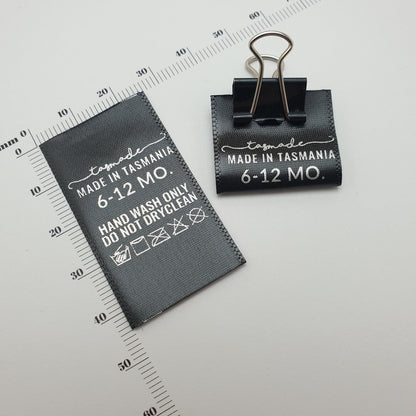 #02BS - BLACK SATIN LABELS WITH LOGO &/OR INFO
