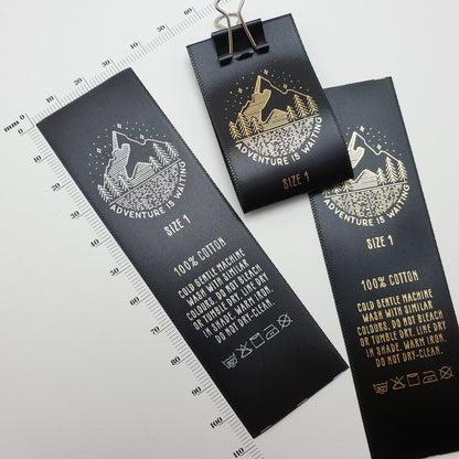 #02BS - BLACK SATIN LABELS WITH LOGO &/OR INFO