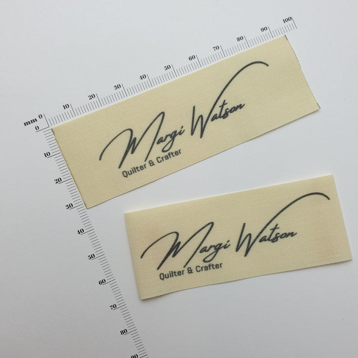 Unbleached polyester/cotton | 32mm wide / LONG - Between 67-102mm after folding (+9mm each end folded under)