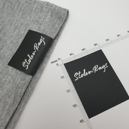Black Polytape / 30mm / SHORT - Up to 44mm per label (max 22mm folded height)