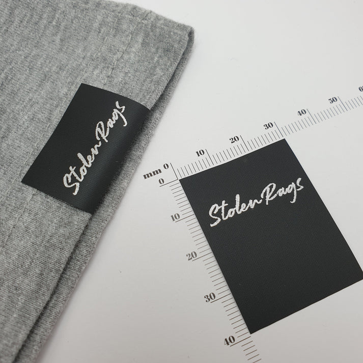 Black Polytape / 30mm / SHORT - Up to 44mm per label (max 22mm folded height)