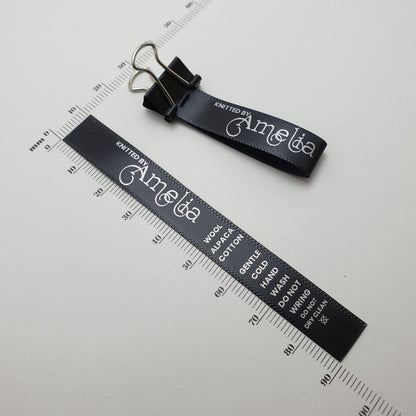 #02BS - BLACK SATIN LABELS WITH LOGO &/OR INFO