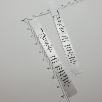 #02WS - WHITE SATIN LABELS WITH LOGO &/OR INFO